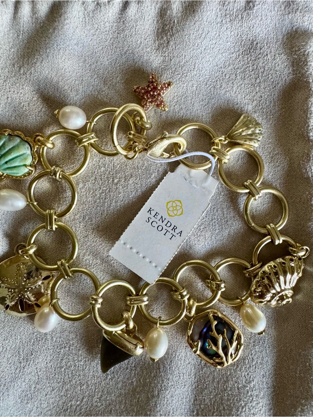 Kendra Scott Brynne Gold-tone Ocean Charm Bracelet with Pearls